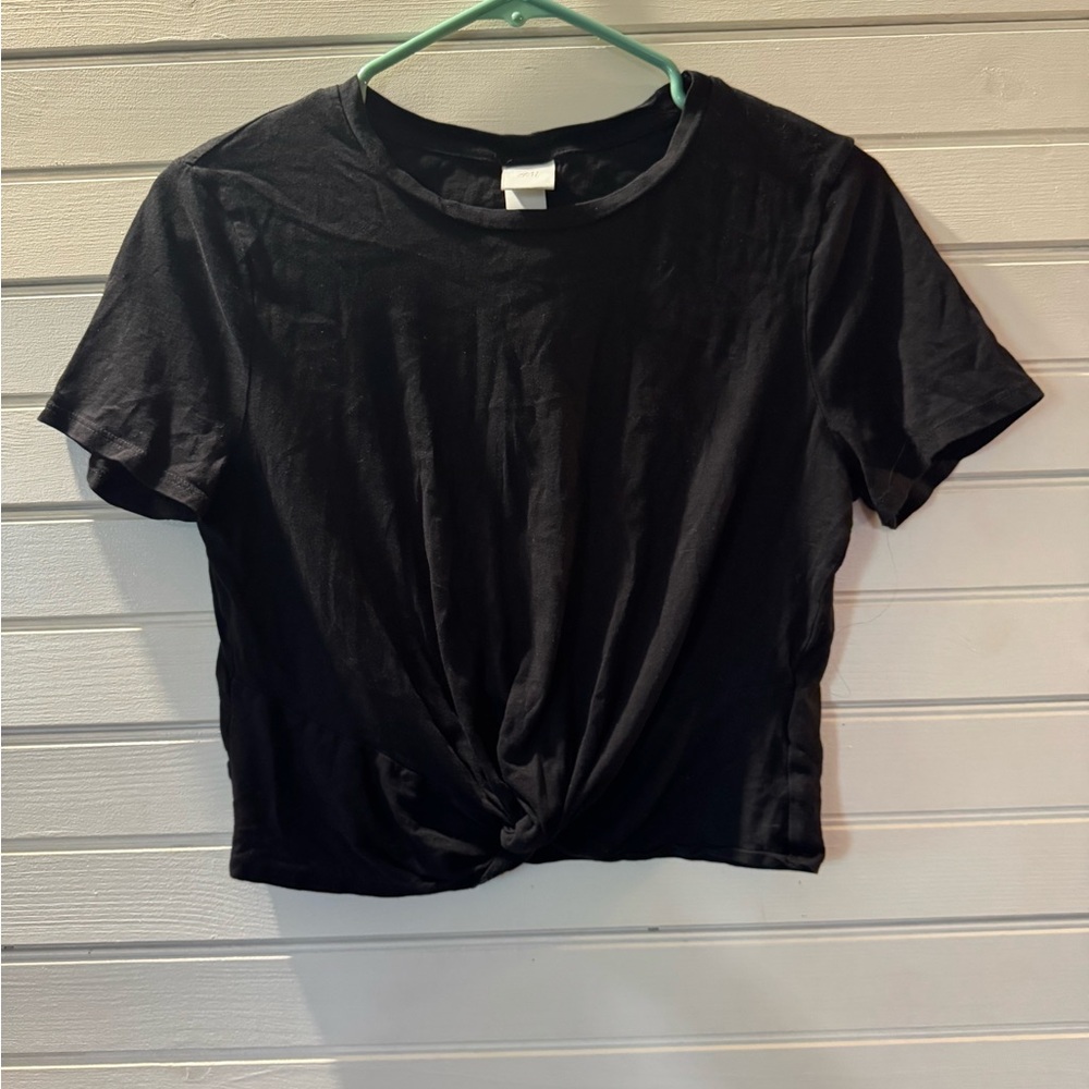 H&M Black Twist Front Tee